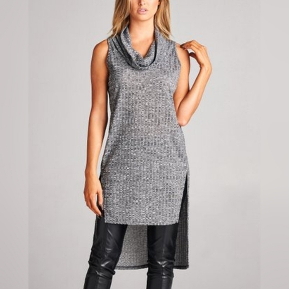 Dolce Bianca Ribbed High-Low Tunic - Picture 8 of 8
